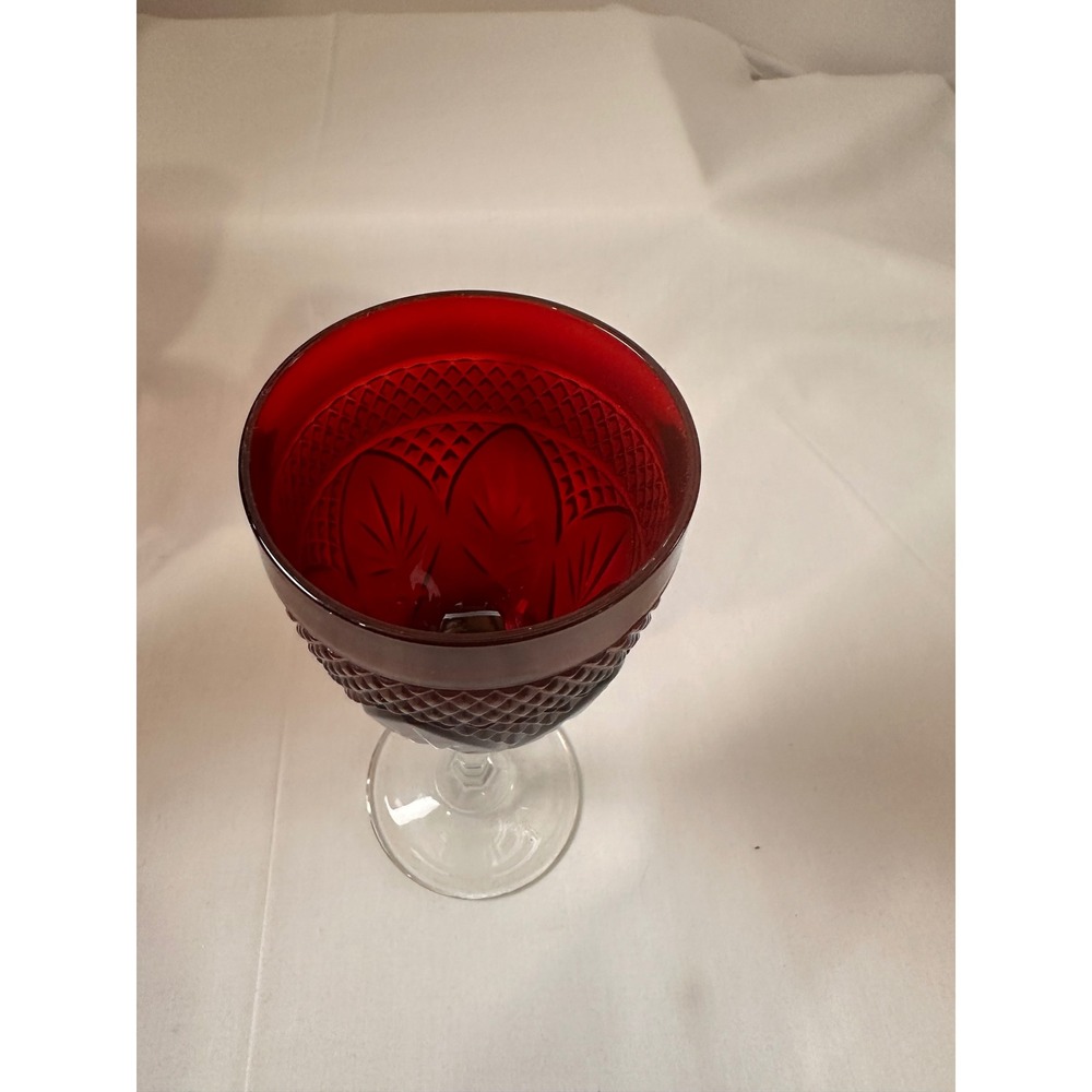Cristal DArques Durand Antique Ruby‎ Red Water Wine Goblets Retired Set of 4 8in - Picture 15 of 16